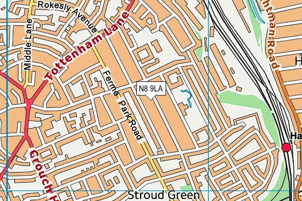 N8 9LA map - OS VectorMap District (Ordnance Survey)