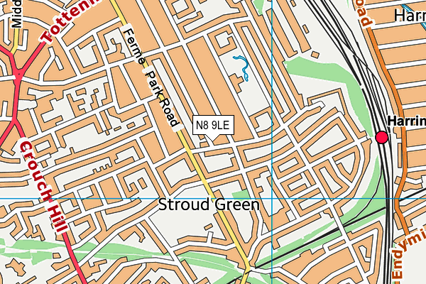 N8 9LE map - OS VectorMap District (Ordnance Survey)