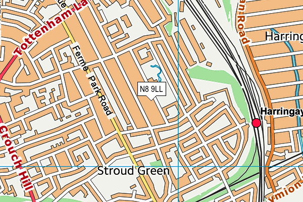 N8 9LL map - OS VectorMap District (Ordnance Survey)