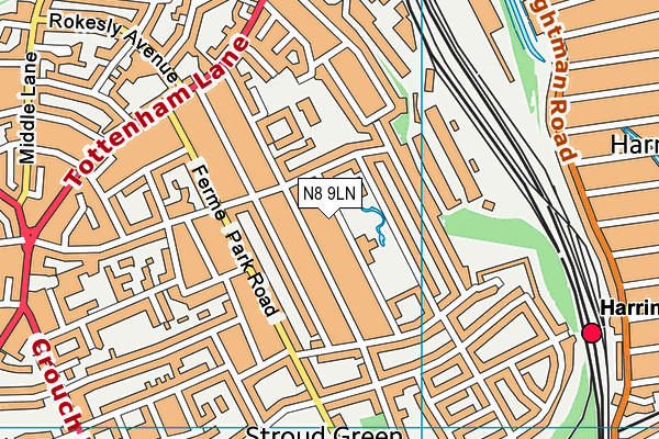 N8 9LN map - OS VectorMap District (Ordnance Survey)