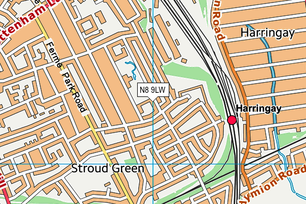 N8 9LW map - OS VectorMap District (Ordnance Survey)