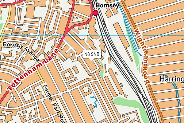 N8 9NB map - OS VectorMap District (Ordnance Survey)