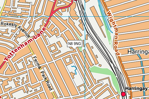 N8 9NG map - OS VectorMap District (Ordnance Survey)