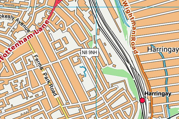 N8 9NH map - OS VectorMap District (Ordnance Survey)