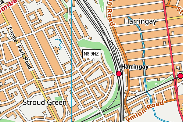 N8 9NZ map - OS VectorMap District (Ordnance Survey)