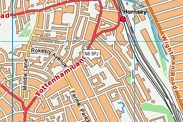 N8 9PJ map - OS VectorMap District (Ordnance Survey)