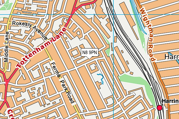 N8 9PN map - OS VectorMap District (Ordnance Survey)