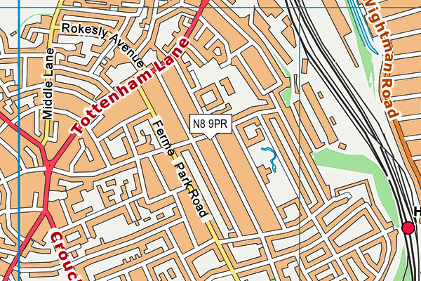 N8 9PR map - OS VectorMap District (Ordnance Survey)