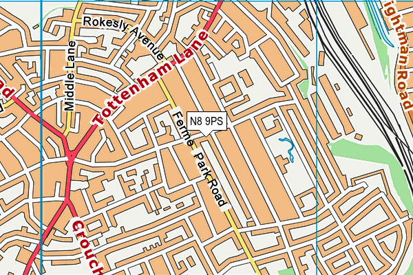 N8 9PS map - OS VectorMap District (Ordnance Survey)