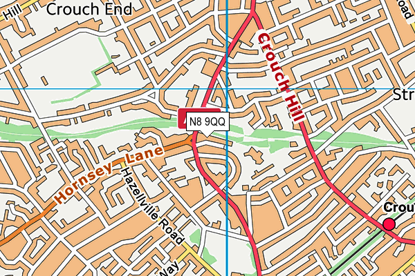 N8 9QQ map - OS VectorMap District (Ordnance Survey)