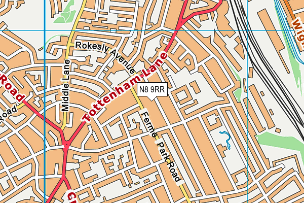 N8 9RR map - OS VectorMap District (Ordnance Survey)