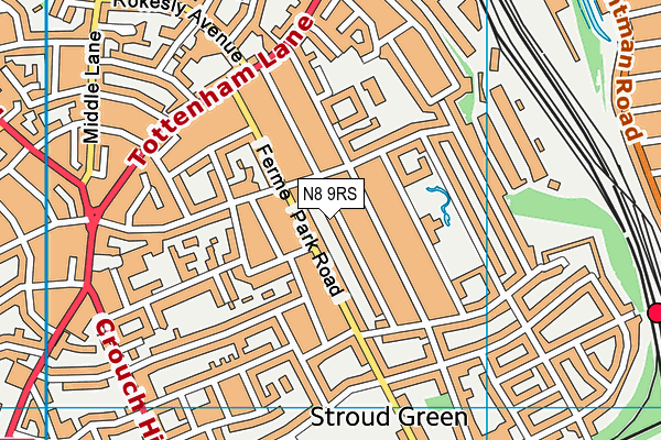 N8 9RS map - OS VectorMap District (Ordnance Survey)