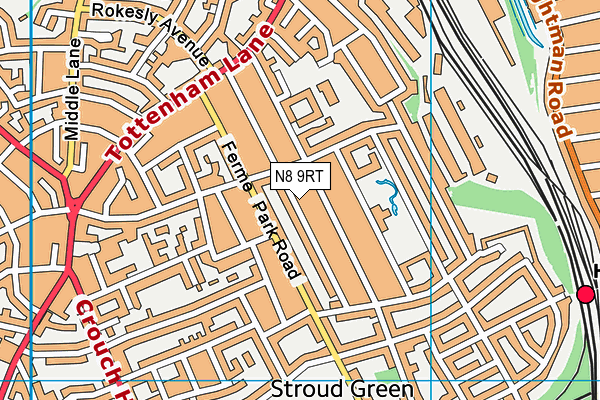 N8 9RT map - OS VectorMap District (Ordnance Survey)