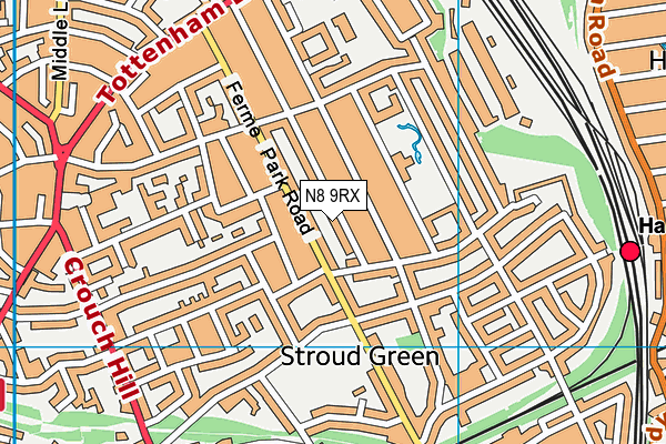 N8 9RX map - OS VectorMap District (Ordnance Survey)