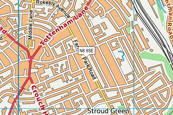N8 9SE map - OS VectorMap District (Ordnance Survey)