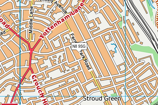 N8 9SG map - OS VectorMap District (Ordnance Survey)