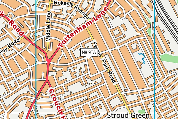 N8 9TA map - OS VectorMap District (Ordnance Survey)