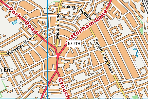 N8 9TH map - OS VectorMap District (Ordnance Survey)