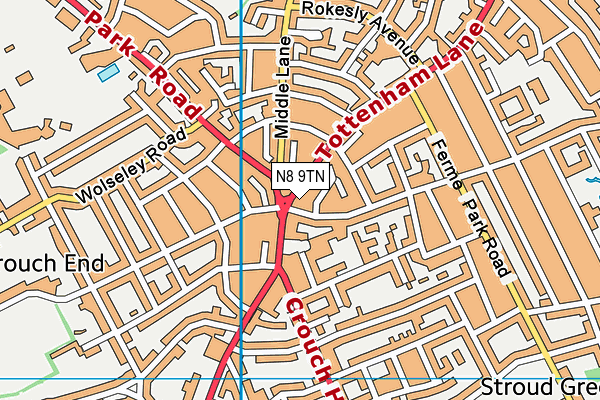 N8 9TN map - OS VectorMap District (Ordnance Survey)
