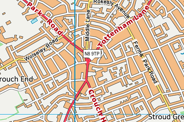 N8 9TP map - OS VectorMap District (Ordnance Survey)