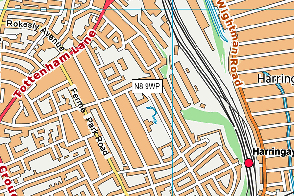 N8 9WP map - OS VectorMap District (Ordnance Survey)