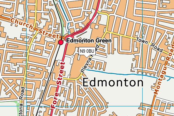 Edmonton Leisure Centre (Closed) map (N9 0BU) - OS VectorMap District (Ordnance Survey)