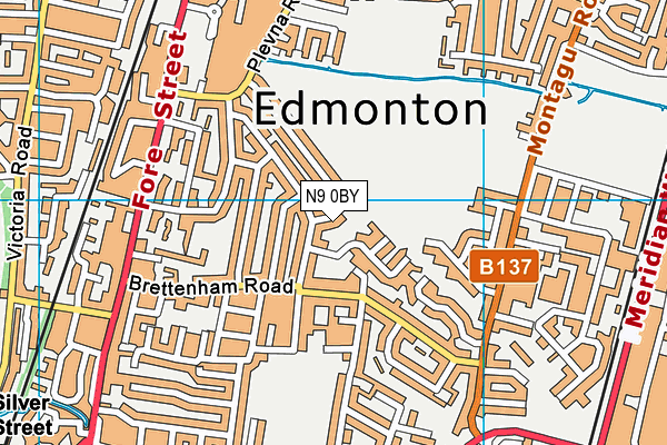 N9 0BY map - OS VectorMap District (Ordnance Survey)