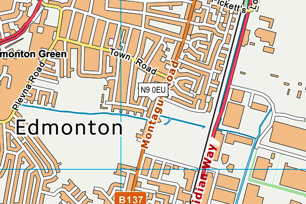 Montagu Recreation Ground (Closed) map (N9 0EU) - OS VectorMap District (Ordnance Survey)