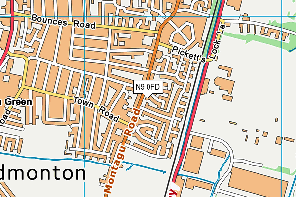 N9 0FD map - OS VectorMap District (Ordnance Survey)