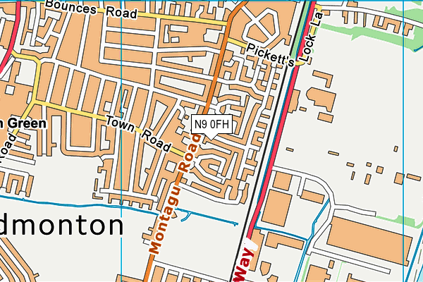 N9 0FH map - OS VectorMap District (Ordnance Survey)