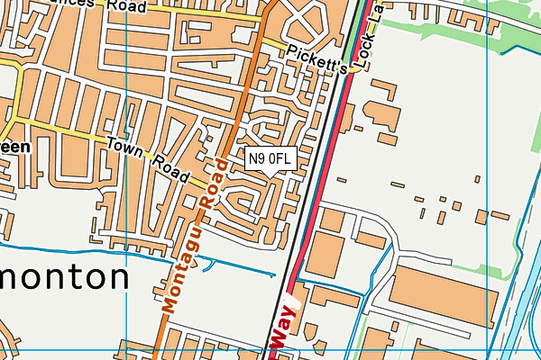 N9 0FL map - OS VectorMap District (Ordnance Survey)