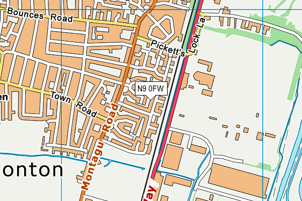 N9 0FW map - OS VectorMap District (Ordnance Survey)