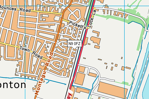 N9 0FZ map - OS VectorMap District (Ordnance Survey)