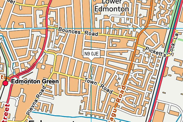 N9 0JE map - OS VectorMap District (Ordnance Survey)