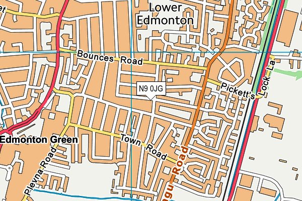 N9 0JG map - OS VectorMap District (Ordnance Survey)