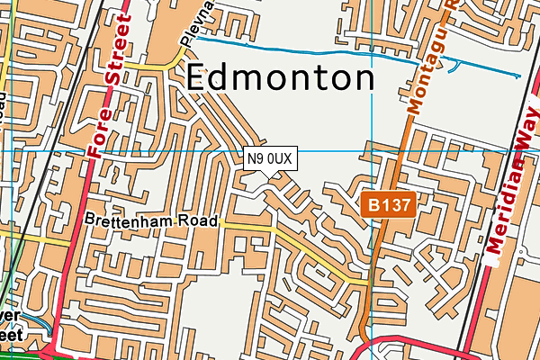 N9 0UX map - OS VectorMap District (Ordnance Survey)