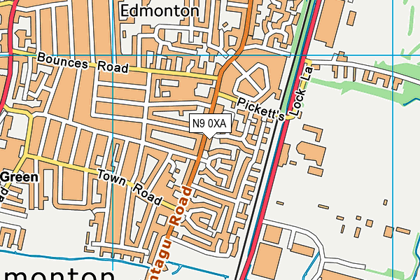 N9 0XA map - OS VectorMap District (Ordnance Survey)