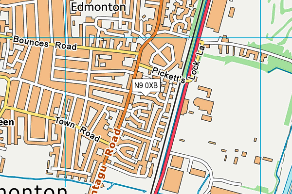 N9 0XB map - OS VectorMap District (Ordnance Survey)