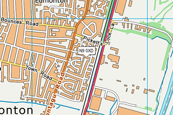 N9 0XD map - OS VectorMap District (Ordnance Survey)