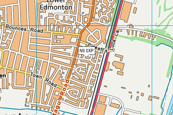 N9 0XP map - OS VectorMap District (Ordnance Survey)