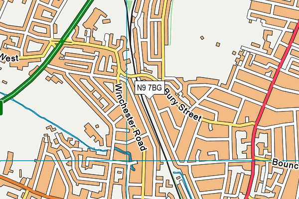 N9 7BG map - OS VectorMap District (Ordnance Survey)