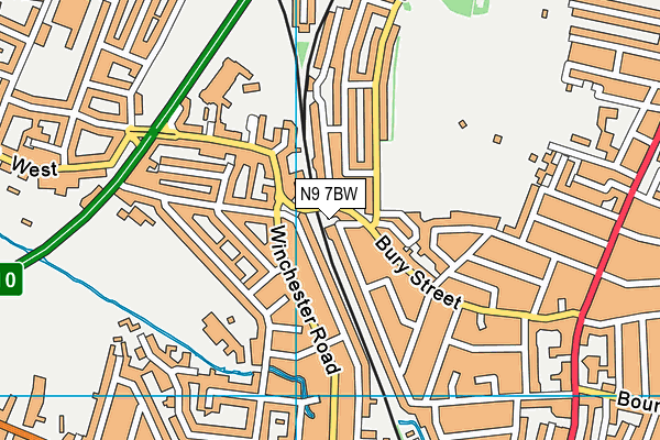 N9 7BW map - OS VectorMap District (Ordnance Survey)