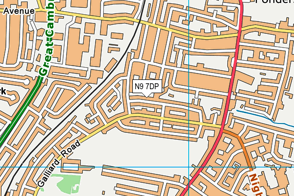 N9 7DP map - OS VectorMap District (Ordnance Survey)