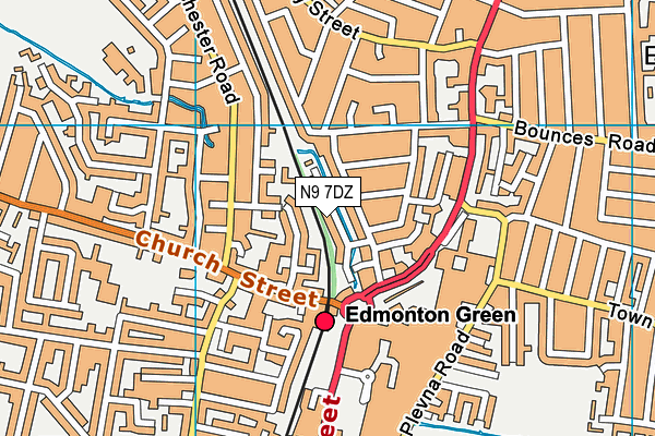 N9 7DZ map - OS VectorMap District (Ordnance Survey)