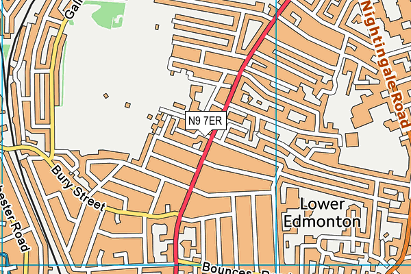 N9 7ER map - OS VectorMap District (Ordnance Survey)