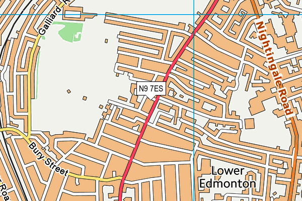 N9 7ES map - OS VectorMap District (Ordnance Survey)