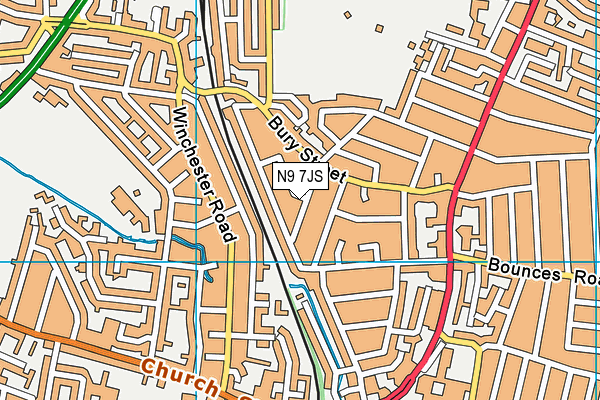 N9 7JS map - OS VectorMap District (Ordnance Survey)