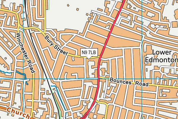 N9 7LB map - OS VectorMap District (Ordnance Survey)