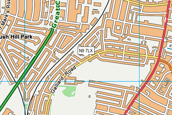 N9 7LX map - OS VectorMap District (Ordnance Survey)