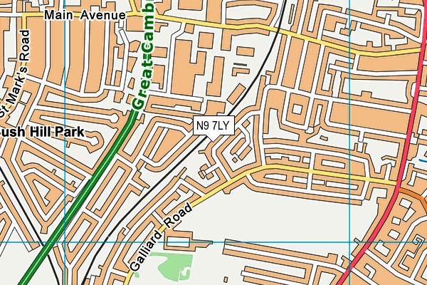 N9 7LY map - OS VectorMap District (Ordnance Survey)